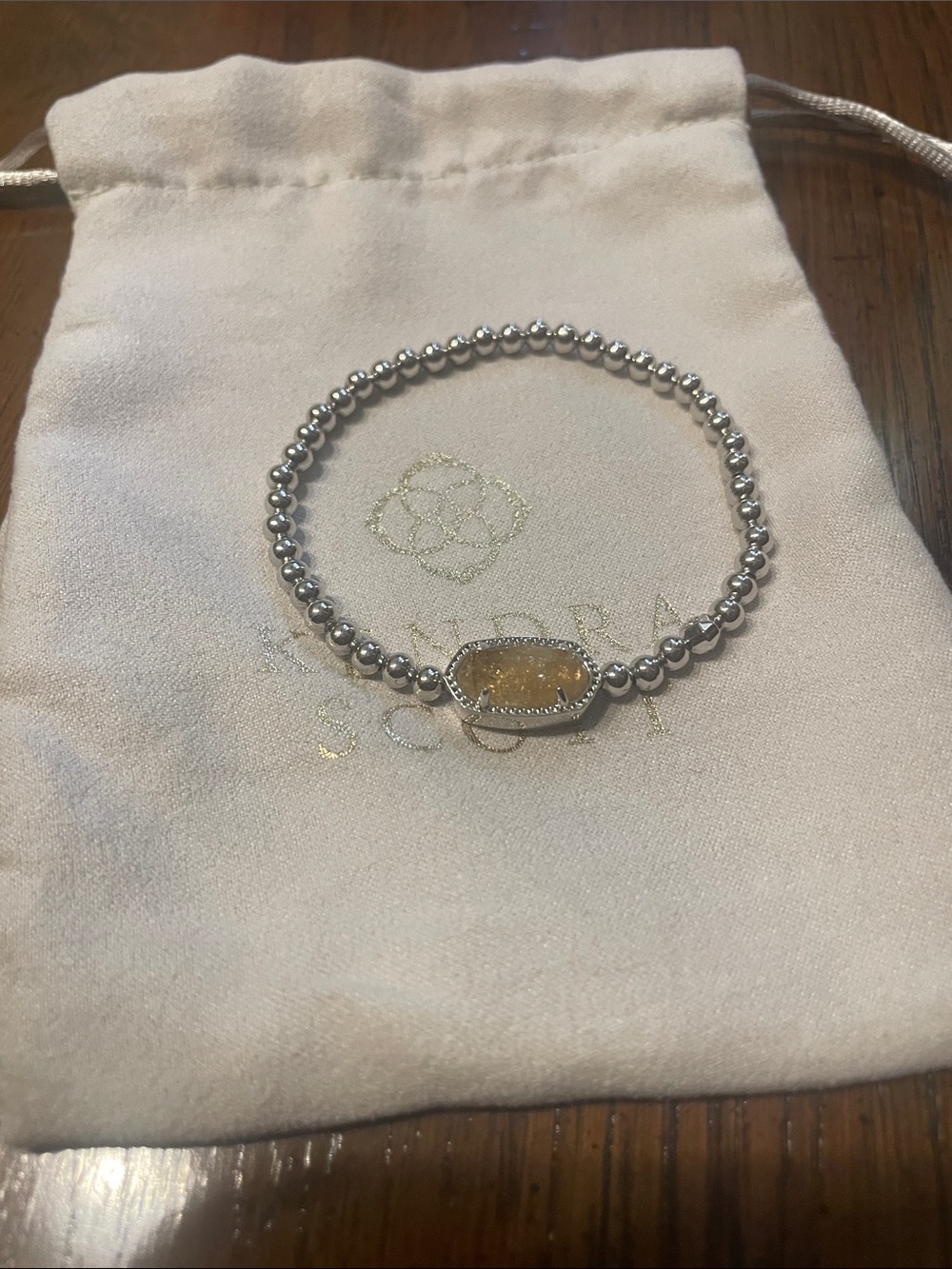 NWOT in Pouch Kendra Scott Ellie Stretch Bracelet w/ Citrine Quartz Stone